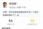 半场被换下,努涅斯本场数据:1射0正,仅8次触球,评分6.4分